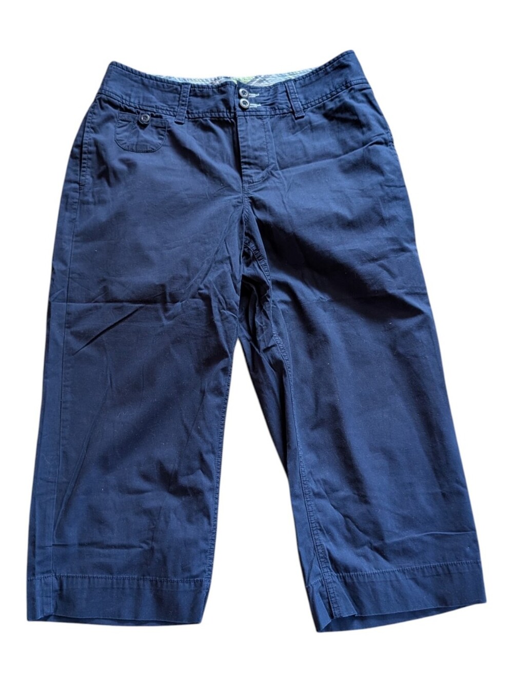 L.L. Bean Navy Blue "Favorite Fit" Straight Leg Cropped Pants - Size 10 Reg - Picture 2 of 7